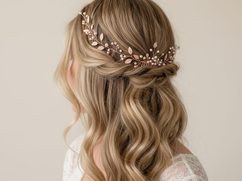 Before — natural hair down bridal look